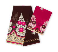 Salouva bordeaux fuchsia avec motifs floraux blanc fuchsia or