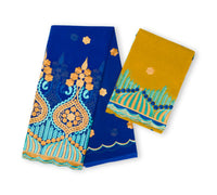 Salouva bleu moutarde avec motifs paisley moutarde turquoise doré